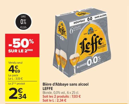 Bière d'Abbaye sans alcool LEFFE