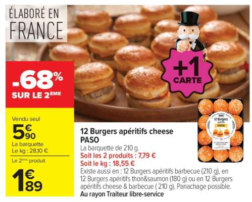 12 Burgers apéritifs cheese PASO