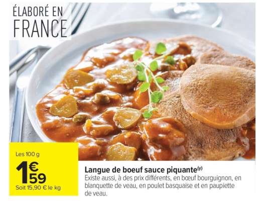LANGUE DE BOEUF SAUCE PIQUANTE