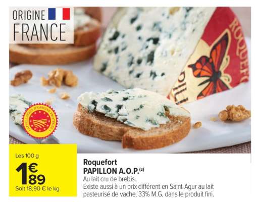 Roquefort PAPILLON A.O.P.