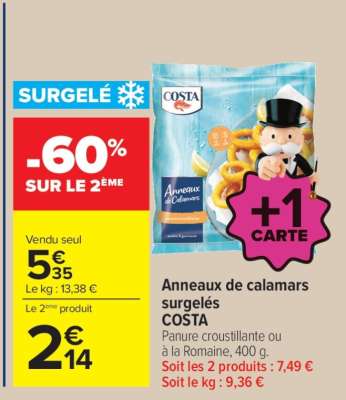 ANNEAUX DE CALAMARS SURGELÉS "COSTA"