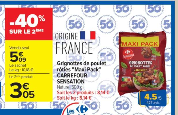 Grignottes de poulet rôties 'Maxi Pack' CARREFOUR SENSATION