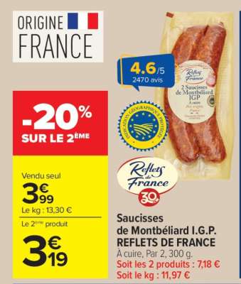 Saucisses de Montbéliard I.G.P. REFLETS DE FRANCE