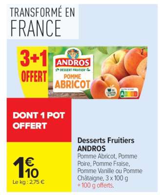 Desserts fruitiers ANDROS