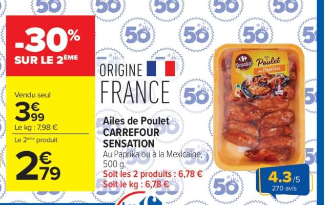 Ailes de poulet CARREFOUR SENSATION