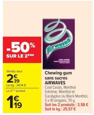 Chewing-gum sans sucres AIRWAVES