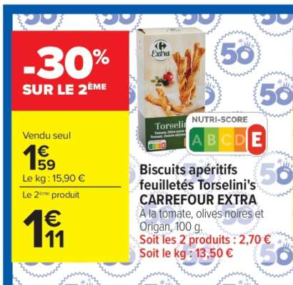 Biscuits apéritifs feuilletés Torselini's CARREFOUR EXTRA