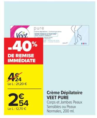 CREME DEPILATOIRE VEET PURE