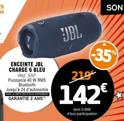 ENCEINTE JBL CHARGE 6 BLEU