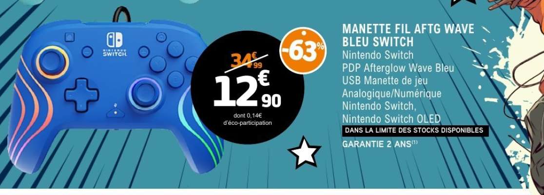 MANETTE FIL AFTG WAVE BLEU SWITCH