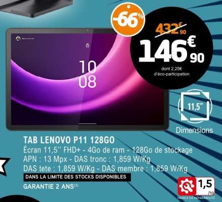 TAB LENOVO P11 128GO