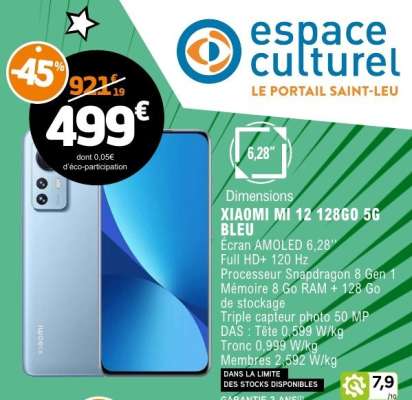 XIAOMI MI 12 128GO 5G BLEU