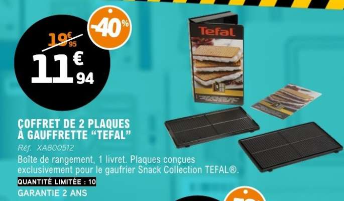 COFFRET DE 2 PLAQUES À GAUFFRETTE “TEFAL”