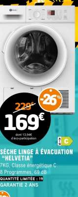 SÈCHE LINGE À ÉVACUATION "HELVETIA"
