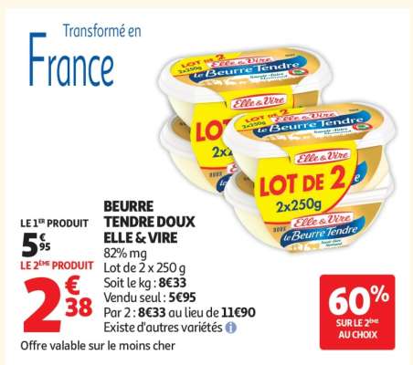 Beurre Tendre Doux Elle & Vire