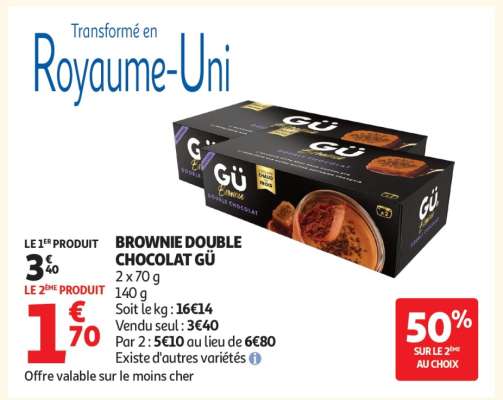 BROWNIE DOUBLE CHOCOLAT GÜ