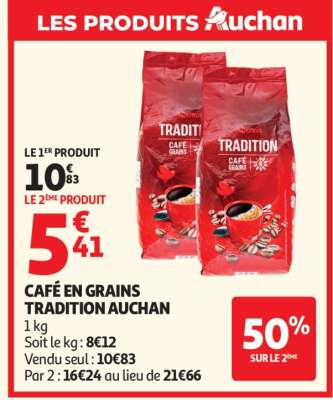CAFÉ EN GRAINS TRADITION AUCHAN