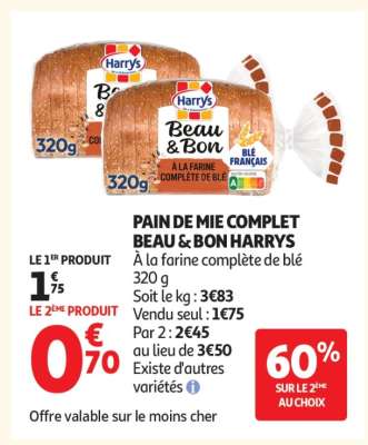PAIN DE MIE COMPLET BEAU & BON HARRYS