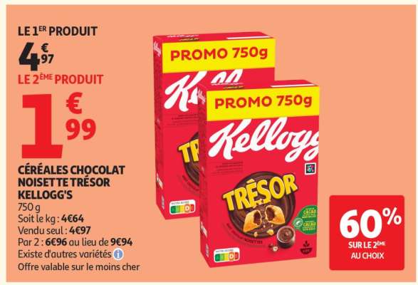 CÉRÉALES CHOCOLAT NOISETTE TRÉSOR KELLOGG'S