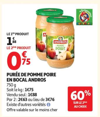 PURÉE DE POMME POIRE EN BOCAL ANDROS