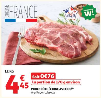 Porc : Côte Échine Avec Os