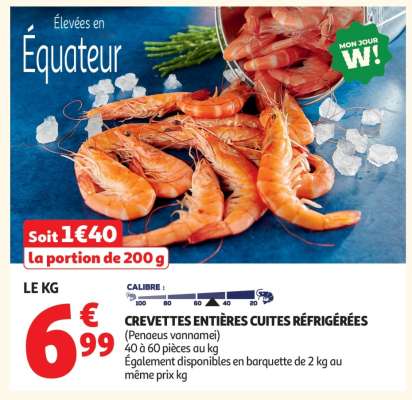 Crevettes Entières Cuites Réfrigérées