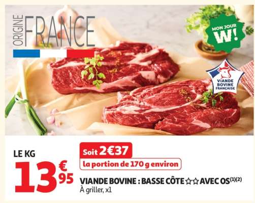 Viande Bovine : Basse Côte** Avec Os