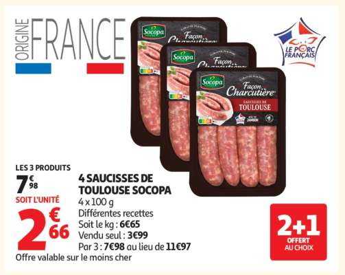 4 Saucisses De Toulouse Socopa