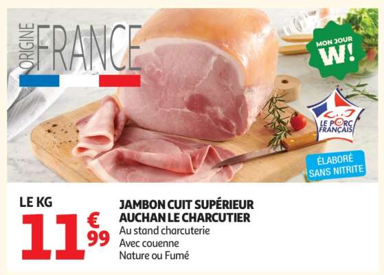 Jambon Cuit Supérieur Auchan Le Charcutier