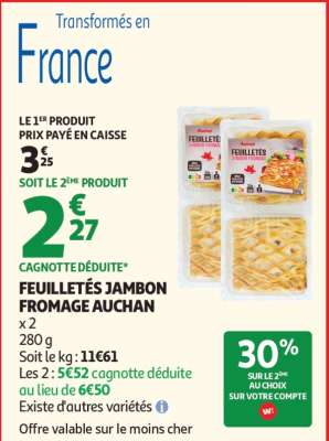 FEUILLETÉS JAMBON FROMAGE AUCHAN