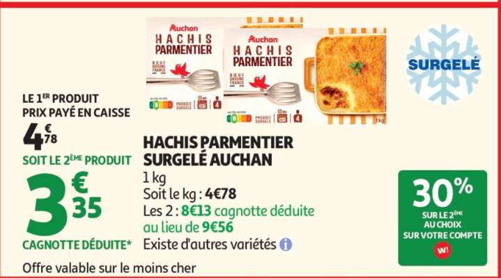 Hachis Parmentier Surgelé Auchan