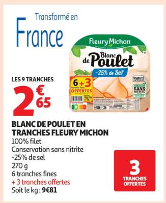 BLANC DE POULET EN TRANCHES FLEURY MICHON
