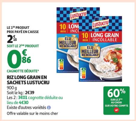 RIZ LONG GRAIN EN SACHETS LUSTUCRU
