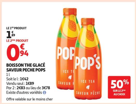 BOISSON THE GLACÉ SAVEUR PECHE POPS