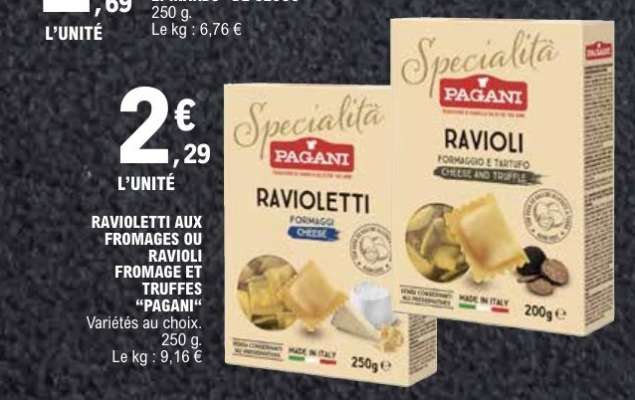 RAVIOLETTI AUX FROMAGES OU RAVIOLI FROMAGE ET TRUFFES “PAGANI”