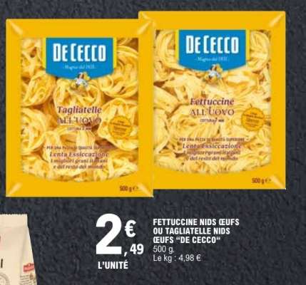 Fettuccine nids œufs ou Tagliatelle nids œufs “De Cecco”