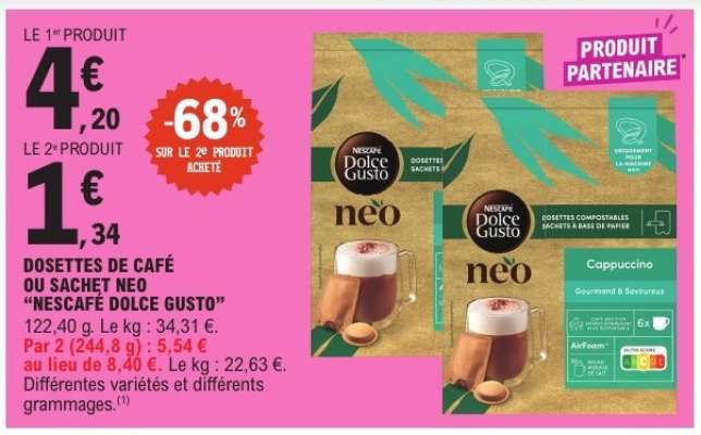 Dosettes de café ou sachet Neo “Nescafé Dolce Gusto”