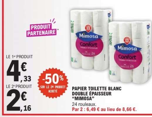 Papier Toilette Blanc Double Épaisseur 'Mimosa'