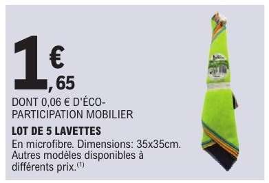 LOT DE 5 LAVETTES