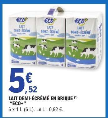 LAIT DEMI-ÉCRÉMÉ EN BRIQUE "ECO+"