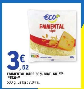 EMMENTAL RÂPÉ 30% MAT. GR. "ECO+"