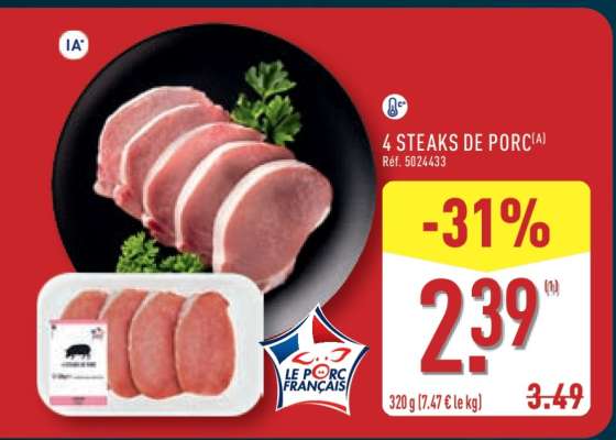 4 STEAKS DE PORC