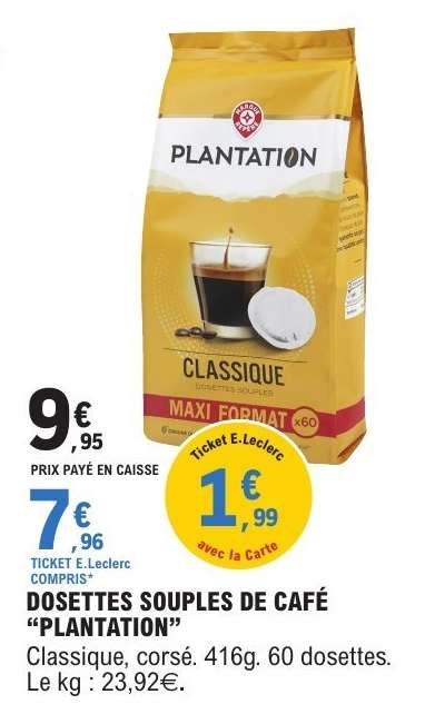 DOSETTES SOUPLES DE CAFÉ “PLANTATION”
