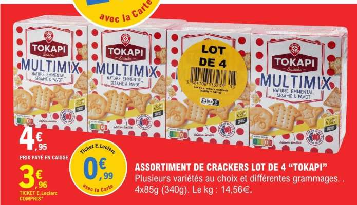 ASSORTIMENT DE CRACKERS LOT DE 4 'TOKAPI'