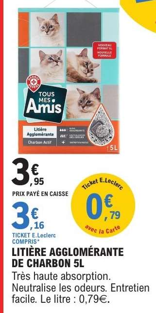 LITIÈRE AGGLOMÉRANTE DE CHARBON 5L