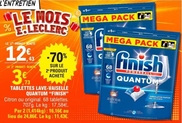 TABLETTES LAVE VAISSELLE QUANTUM “FINISH”