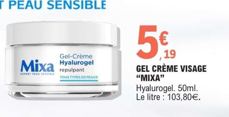 GEL CRÈME VISAGE “MIXA”