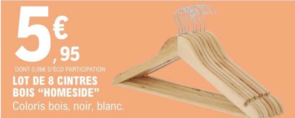 Lot de 8 cintres bois "HOMESIDE"