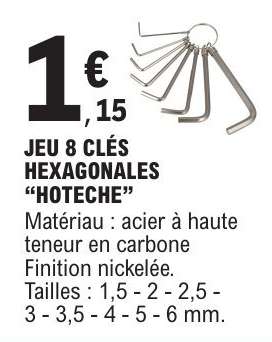 JEU 8 CLÉS HEXAGONALES “HOTECHE”