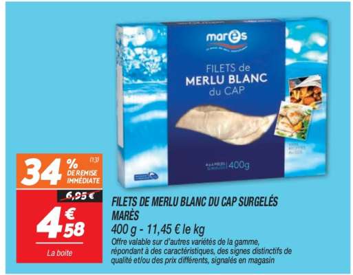 FILETS DE MERLU BLANC DU CAP SURGELÉS MARÈS